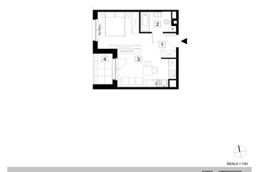 Rzut - Mieszkanie na sprzedaż 1 pokój o powierzchni 32,29 m² - numer A3-1-143 w Hipoteczna Park