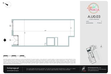 Rzut - Lokal użytkowy na sprzedaż 1 pokój o powierzchni 77,1 m² - numer A.U0.03 w Livin' Praga