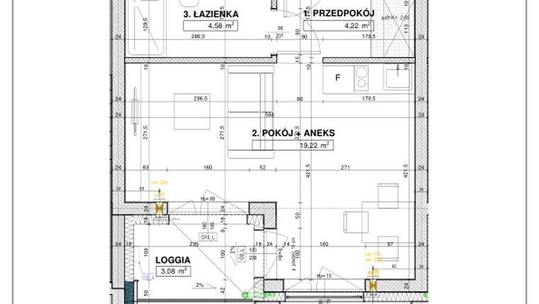 Rzut - Mieszkanie na sprzedaż 1 pokój o powierzchni 28,02 m² - numer A40 w Nowe Centrum Południowe etap IV
