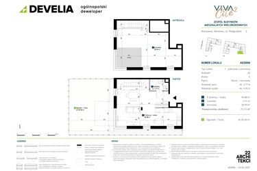 Rzut - Mieszkanie na sprzedaż 1 pokój o powierzchni 73,13 m² - numer AE0006 w Viva Cité 2