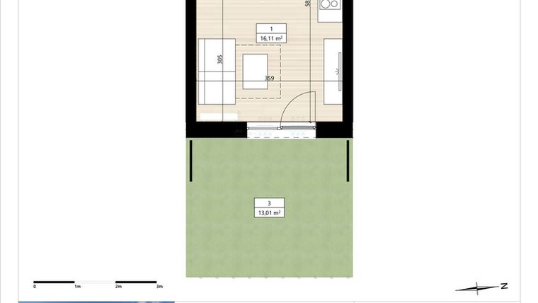 Rzut - Mieszkanie na sprzedaż 1 pokój o powierzchni 20 m² - numer B3/0/10 w Montano bud. B3 - apartamenty inwestycyjne