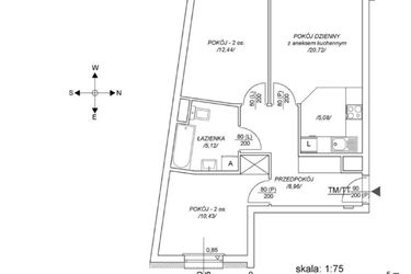 Rzut - Mieszkanie na sprzedaż 3 pokoje o powierzchni 57,67 m² - numer M16 w Osiedle Mała Dziesiąta etap II