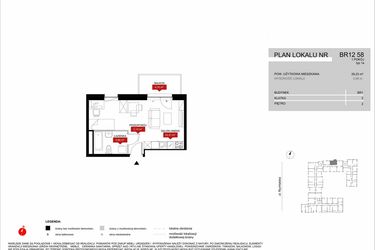 Rzut - Mieszkanie na sprzedaż 1 pokój o powierzchni 29,23 m² - numer BR12/58 w Browary Wrocławskie 2