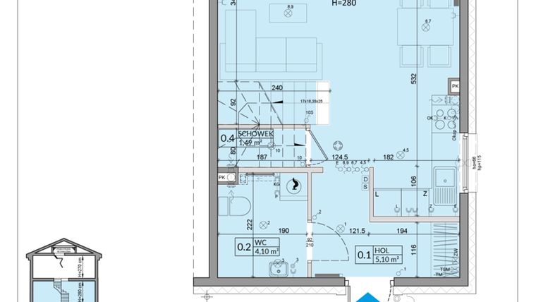 Rzut - Dom na sprzedaż 3 pokoje o powierzchni 75,74 m² - numer 23B w Zielono Mi 2 etap 2