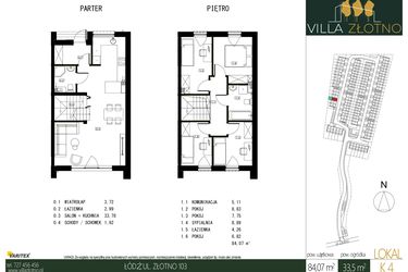 Rzut - Dom na sprzedaż 5 pokoi o powierzchni 84,07 m² - numer K4 w Villa Złotno