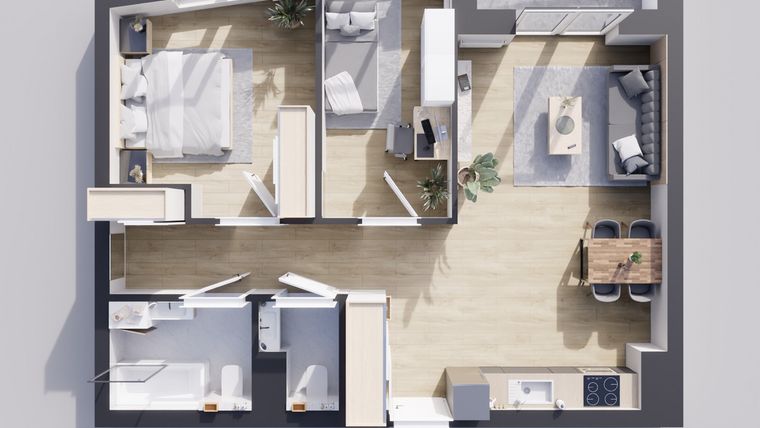 Rzut - Mieszkanie na sprzedaż 3 pokoje o powierzchni 68,71 m² - numer 23/2 w Odrzańskie Bulvary