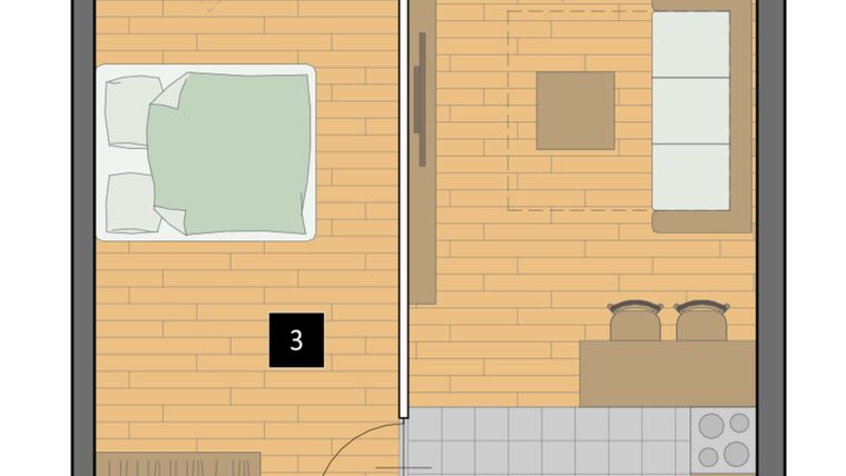 Rzut - Mieszkanie na sprzedaż 2 pokoje o powierzchni 39,38 m² - numer B4 w Mazowiecka 115