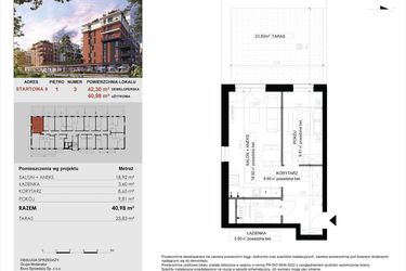 Rzut - Mieszkanie na sprzedaż 2 pokoje o powierzchni 40,98 m² - numer 3 w M|City