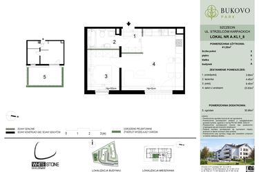 Rzut - Mieszkanie na sprzedaż 2 pokoje o powierzchni 41,22 m² - numer A.1.8 w Bukovo Park