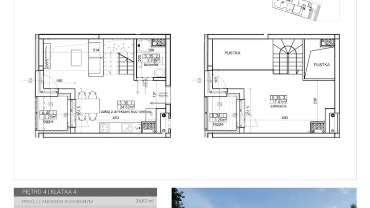 Rzut - Mieszkanie na sprzedaż 2 pokoje o powierzchni 45,23 m² - numer 128 w Wave