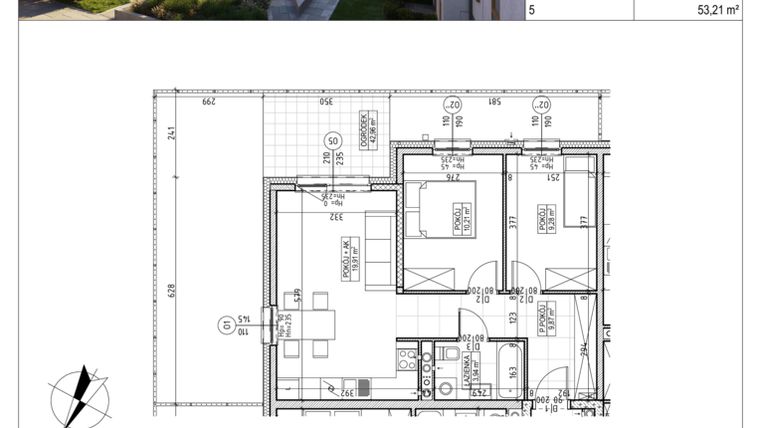 Rzut - Mieszkanie na sprzedaż 3 pokoje o powierzchni 53,21 m² - numer M.B7.00.30 w Osiedle Harmonia bud. B7