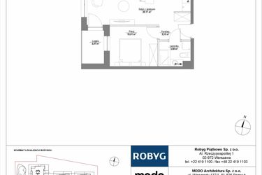 Rzut - Mieszkanie na sprzedaż 2 pokoje o powierzchni 37,59 m² - numer 6M03 w Początek Piątkowo bud. I