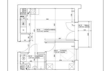 Rzut - Mieszkanie na sprzedaż 2 pokoje o powierzchni 29,9 m² - numer 15 w Bydgoska 19