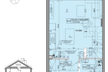 Rzut - Dom na sprzedaż 3 pokoje o powierzchni 72,53 m² - numer 51A w Nova Magdalenka 7 etap IX-XII