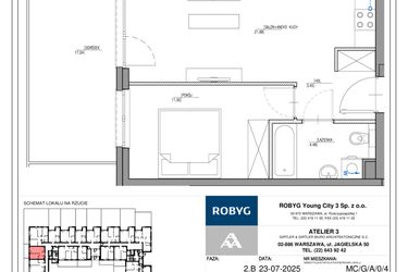 Rzut - Mieszkanie na sprzedaż 2 pokoje o powierzchni 41,11 m² - numer MC/G/A/0/4 w Modern City etap G