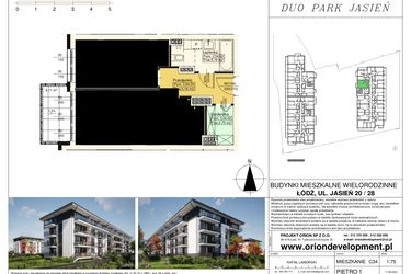 Rzut - Mieszkanie na sprzedaż 2 pokoje o powierzchni 45,49 m² - numer C34 w Duo Park
