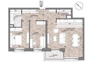 Rzut - Mieszkanie na sprzedaż 3 pokoje o powierzchni 78,35 m² - numer 3 w Apartamenty Czysta