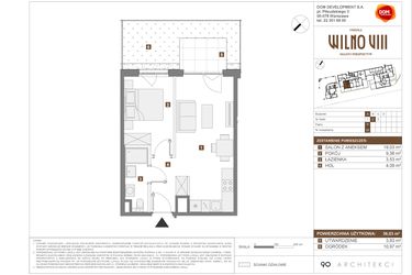 Rzut - Mieszkanie na sprzedaż 2 pokoje o powierzchni 36,03 m² - numer A.20 w Osiedle Wilno VIII