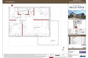 Rzut - Mieszkanie na sprzedaż 3 pokoje o powierzchni 59,1 m² - numer 3.27 w Bella Vista Etap IV
