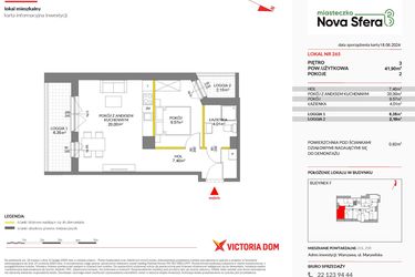 Rzut - Mieszkanie na sprzedaż 2 pokoje o powierzchni 41,9 m² - numer 265 w Miasteczko Nova Sfera 3