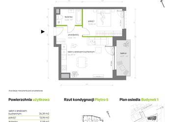 Rzut - Mieszkanie na sprzedaż 2 pokoje o powierzchni 50,38 m² - numer 1.05.M61 w Morska Vita