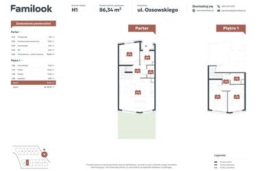 Rzut - Mieszkanie na sprzedaż 4 pokoje o powierzchni 86,34 m² - numer H1 w Familook