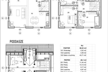 Rzut - Dom na sprzedaż 5 pokoi o powierzchni 116,59 m² - numer F w Tyniecka Domy