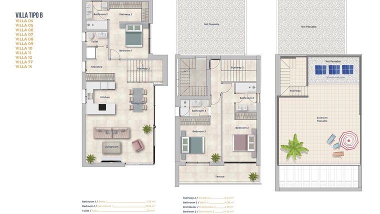 Rzut - Dom na sprzedaż 3 pokoje o powierzchni 141,5 m² - numer 12 w Domy w Finestrat - 95066039