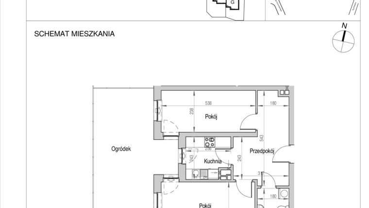 Rzut - Mieszkanie na sprzedaż 2 pokoje o powierzchni 53,6 m² - numer D.1I w Nad Odrą