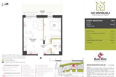 Rzut - Mieszkanie na sprzedaż 2 pokoje o powierzchni 42,29 m² - numer 71 w Na Wspólnej