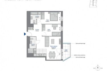 Rzut - Mieszkanie na sprzedaż 3 pokoje o powierzchni 70,02 m² - numer 9.6 w SEAHall