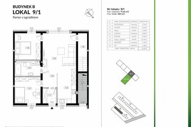 Rzut - Mieszkanie na sprzedaż 3 pokoje o powierzchni 75,2 m² - numer 9/1 w Szczęśliwa Polana