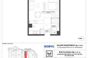 Rzut - Mieszkanie na sprzedaż 1 pokój o powierzchni 34,7 m² - numer C.5M08 w Foresteria