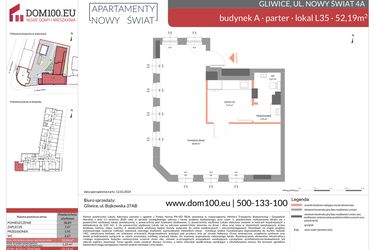 Rzut - Mieszkanie na sprzedaż 1 pokój o powierzchni 52,19 m² - numer L35 w Apartamenty Nowy Świat - inwestycyjne