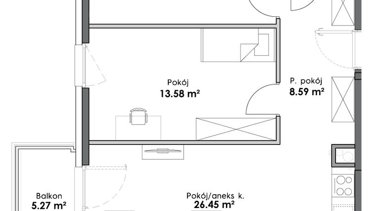 Rzut - Mieszkanie na sprzedaż 3 pokoje o powierzchni 67,96 m² - numer C1-39 w Slow City
