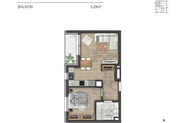 Rzut - Mieszkanie na sprzedaż 2 pokoje o powierzchni 39,31 m² - numer H20 w Osiedle Parkowe