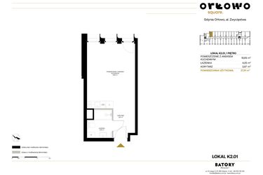 Rzut - Mieszkanie na sprzedaż 1 pokój o powierzchni 27,81 m² - numer K2.01 w Orłowo Square - Apartamenty inwestycyjne