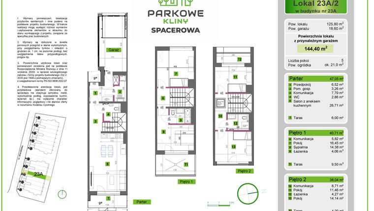Rzut - Dom na sprzedaż 5 pokoi o powierzchni 144,4 m² - numer 23A/2 w Parkowe Kliny