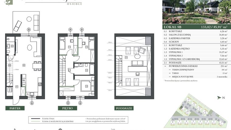 Rzut - Dom na sprzedaż 4 pokoje o powierzchni 133,82 m² - numer 9B w Domy w akacjach