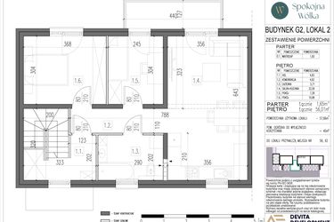 Rzut - Mieszkanie na sprzedaż 3 pokoje o powierzchni 57,66 m² - numer G2.2 w Spokojna Wólka etap V