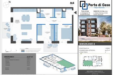 Rzut - Mieszkanie na sprzedaż 3 pokoje o powierzchni 63,27 m² - numer M4 w Porto di Casa - Twoja przystań