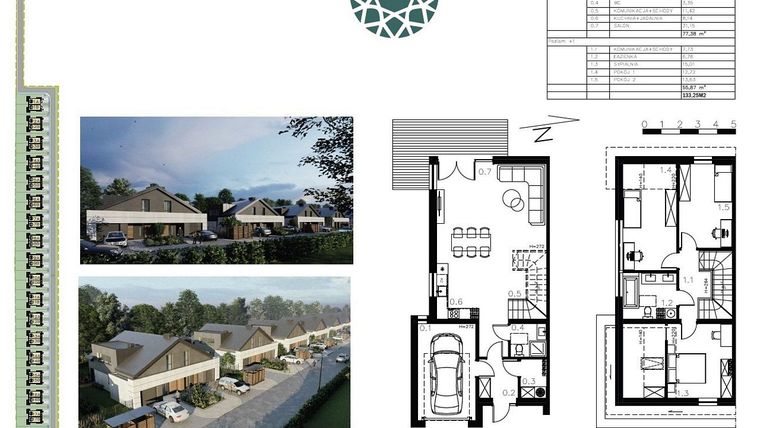 Rzut - Dom na sprzedaż 4 pokoje o powierzchni 133,25 m² - numer 1A w Garden Złotno