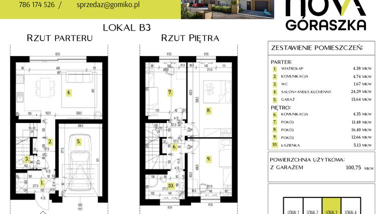 Rzut - Mieszkanie na sprzedaż 4 pokoje o powierzchni 147,9 m² - numer B3 w Nova Góraszka