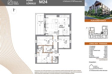 Rzut - Mieszkanie na sprzedaż 4 pokoje o powierzchni 79,28 m² - numer M24 w Villa Terra