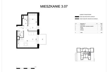 Rzut - Mieszkanie na sprzedaż 2 pokoje o powierzchni 43,55 m² - numer M3.07 w Verde Casa