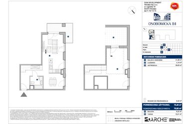 Rzut - Mieszkanie na sprzedaż 1 pokój o powierzchni 75,4 m² - numer B.21 w Osobowicka 114
