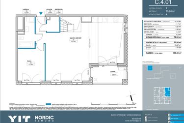 Rzut - Mieszkanie na sprzedaż 5 pokoi o powierzchni 109,45 m² - numer C.4.01 w Nordic Bemowo - etap IV