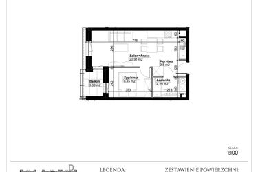 Rzut - Mieszkanie na sprzedaż 2 pokoje o powierzchni 37,15 m² - numer C.50 w Narcyzowe Wzgórza II