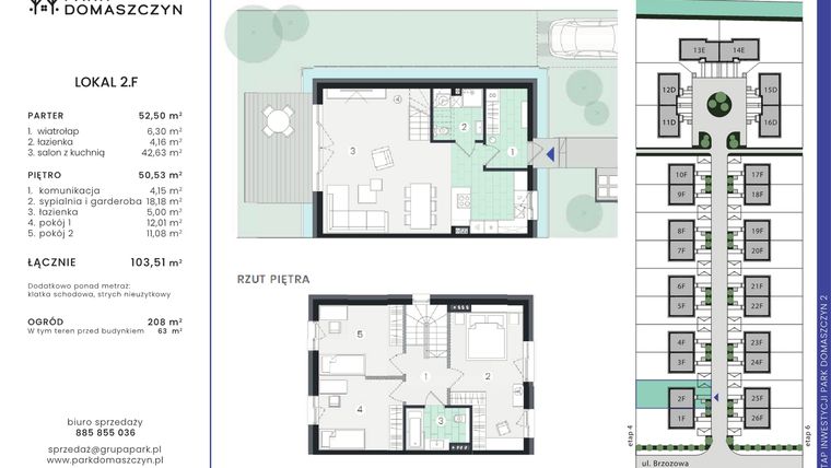 Rzut - Dom na sprzedaż 5 pokoi o powierzchni 103,51 m² - numer 2F w Park Domaszczyn 2 - etap 5