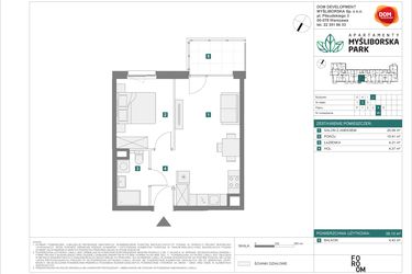 Rzut - Mieszkanie na sprzedaż 2 pokoje o powierzchni 39,13 m² - numer J45 w Apartamenty Myśliborska Park